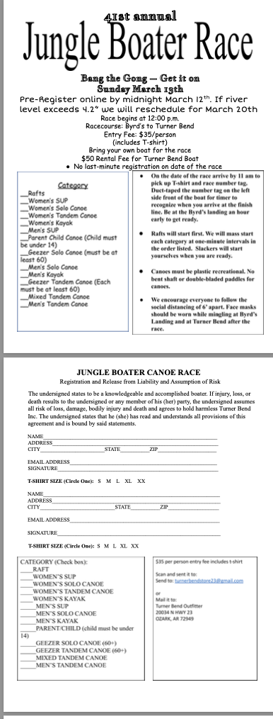 Jungle Boater Release Liability form